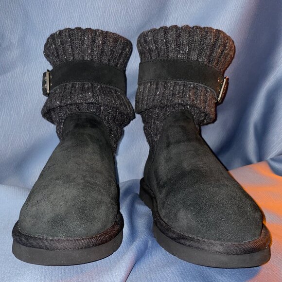UGG Black Waterproof CAMBRIDGE Suede & Knit Boot S/N 1003175, Women Size 7 - Picture 4 of 16